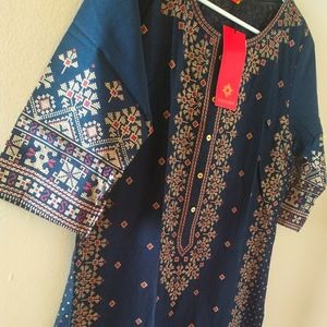 Printed Kurti in Black and Navy blue color